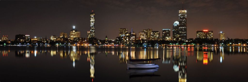 Boston Skyline at Night- Metal Wall Art - Photograph Printed on Metal