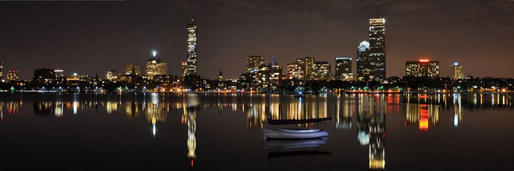 Boston Skyline at Night- Metal Wall Art - Photograph Printed on Metal
