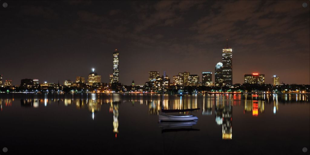Boston Skyline at Night- Metal Wall Art - Photograph Printed on Metal