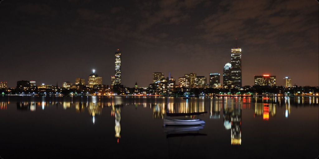 Boston Skyline at Night- Metal Wall Art - Photograph Printed on Metal
