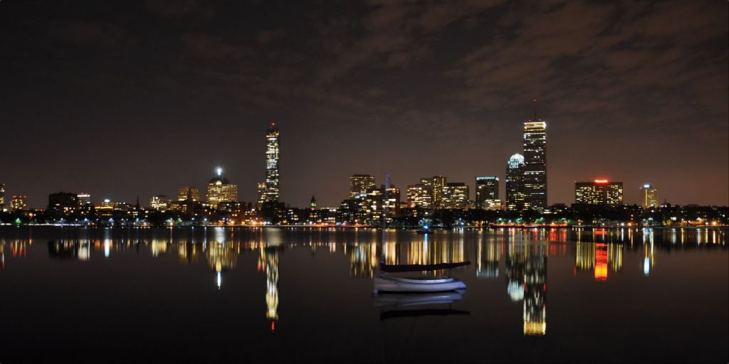 Boston Skyline at Night- Metal Wall Art - Photograph Printed on Metal