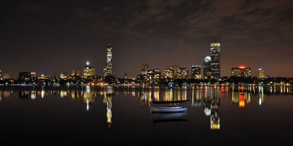 Boston Skyline at Night- Metal Wall Art - Photograph Printed on Metal