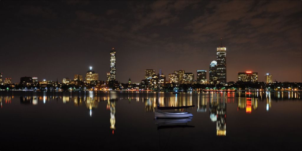 Boston Skyline at Night- Metal Wall Art - Photograph Printed on Metal