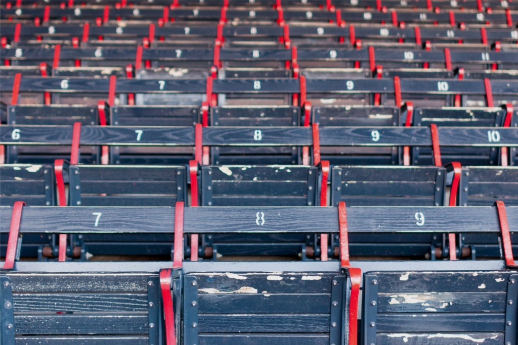 Fenway Park - Canvas Wall Art - Wooden Seats Historic Baseball Stadium