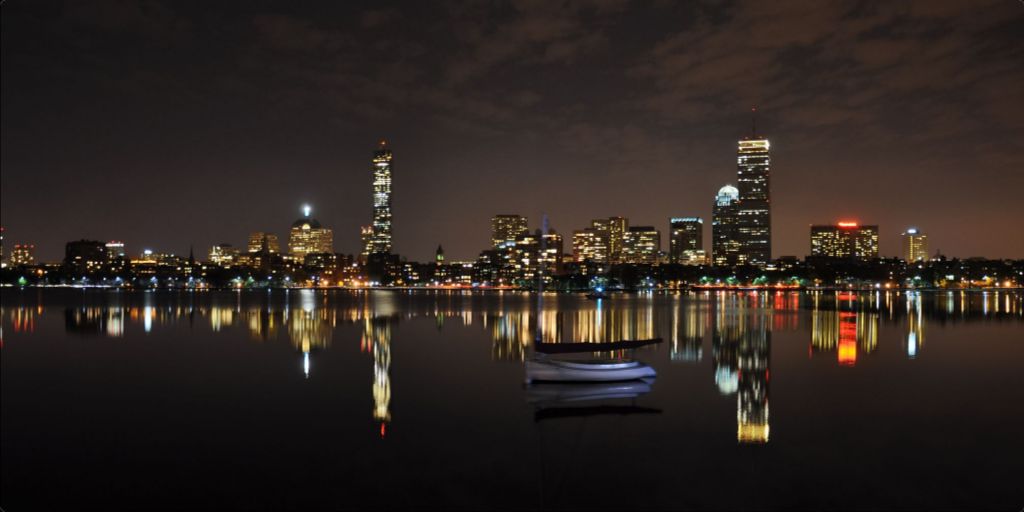 Boston Skyline at Night- Metal Wall Art - Photograph Printed on Metal