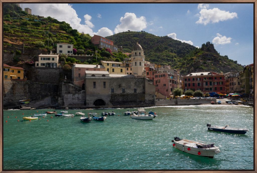 Vernazza, Cinque Terre, Italy - Framed Canvas Wall Art by Leah Ramuglia