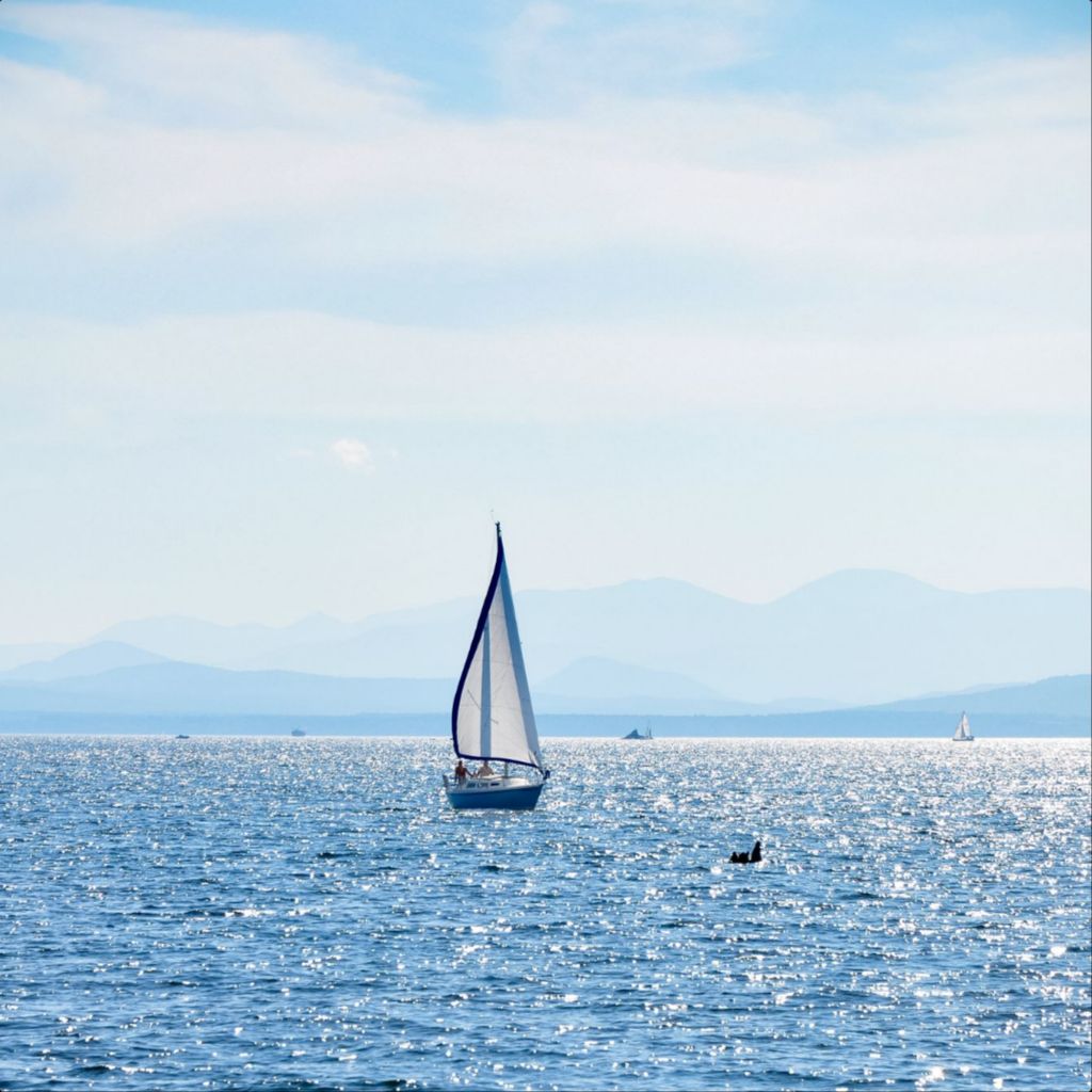 Sailboat on Lake Champlain - Photograph Printed on Metal