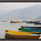 Boats on Phewa Lake, Pokhara, Nepal - Framed Canvas