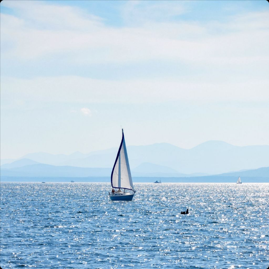 Sailboat on Lake Champlain - Photograph Printed on Metal