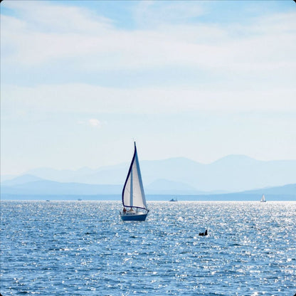 Sailboat on Lake Champlain - Photograph Printed on Metal