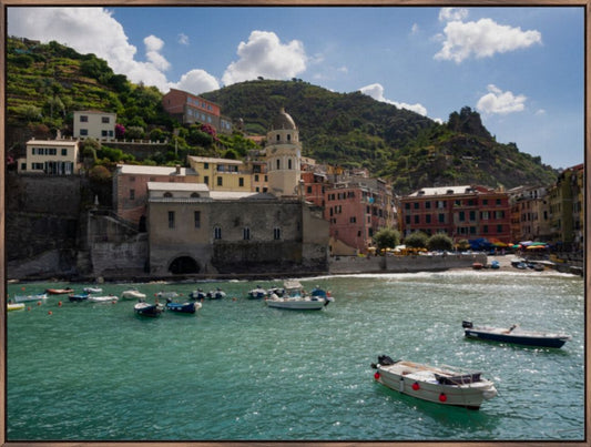 Vernazza, Cinque Terre, Italy - Framed Canvas Wall Art by Leah Ramuglia